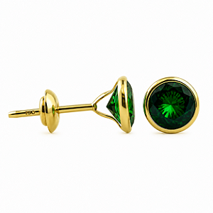 Brinco em Ouro 18K com Zircônia 5,00 mm - Modelo 0160240