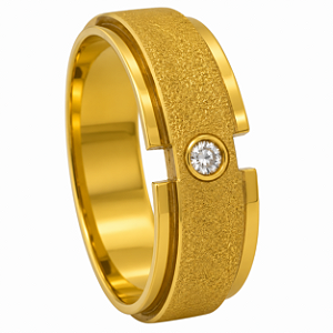Aliança em Ouro 18K 7,00 mm com Diamante e Acabamento Fosco