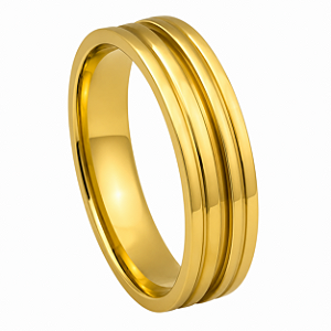 Aliança em Ouro 18K 6,00 mm com Três Frisos