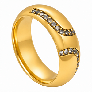 Aliança em Ouro 18K 7,00 mm com Faixas Onduladas de Diamantes