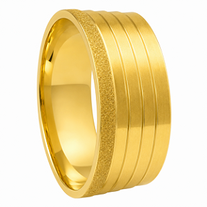 Aliança em Ouro 18K 10,00 mm Larga com Frisos e Textura
