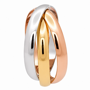 Aliança em Ouro 18K 3,00 mm Tricolor Entrelaçada