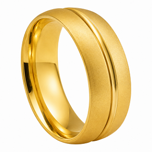 Aliança em Ouro 18K 9,00 mm Larga com Faixa Central