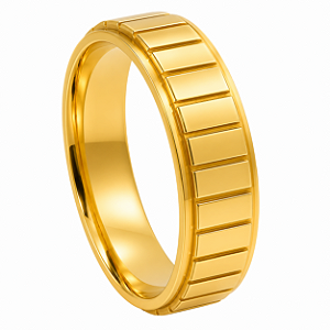 Aliança em Ouro 18K 6,00 mm com Gomos Retangulares