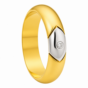 Aliança em Ouro 18K 5,00 mm Bicolor com Diamante