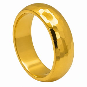 Aliança em Ouro 18K 6,00 mm com Acabamento Martelado