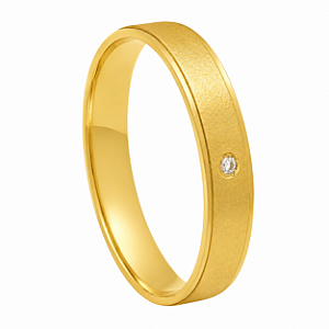 Aliança em Ouro 18K 3,50 mm Fina com Diamante