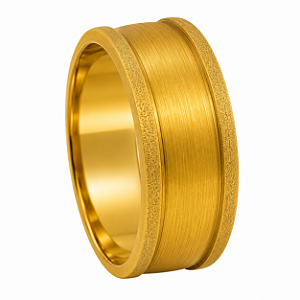 Aliança em Ouro 18K 9,00 mm Larga com Faixa Texturizada