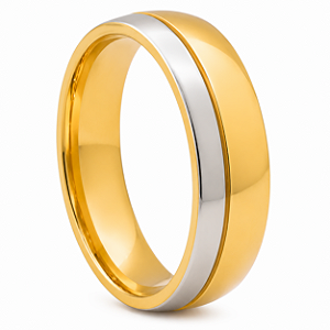 Aliança em Ouro 18K 6,00 mm Bicolor com Faixa Central