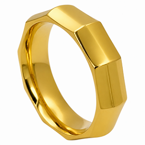 Aliança em Ouro 18K 5,50 mm Facetada Geométrica