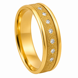 Aliança em Ouro 18K 6,80 mm com Sete Diamantes