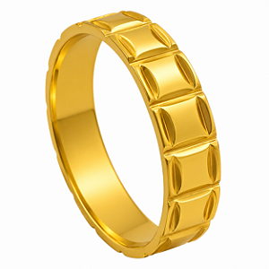 Aliança em Ouro 18K 5,00 mm com Gomos Esculpidos