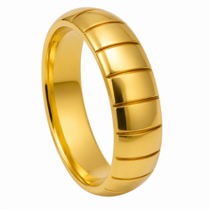 Aliança em Ouro 18K 6,50 mm com Gomos Polidos