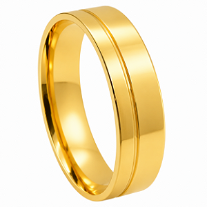 Aliança em Ouro 18K 6,00 mm com Friso Central