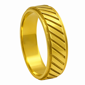 Aliança em Ouro 18K 6,00 mm com Frisos Diagonais