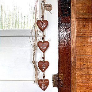 Hoopononopo em corações de madeira natural de 8cm