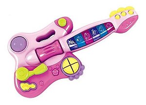 Minha Primeira Guitarra Elétrica De Brinquedo Com Som Rosa