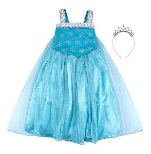 Fantasia Vestido Longo Princesa Azul Menina