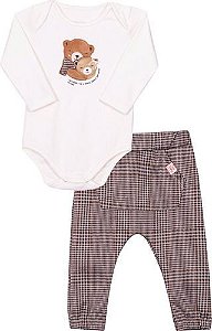 Conjunto Em Cotton Body E Calça Nini E Bambini Bebê Menina