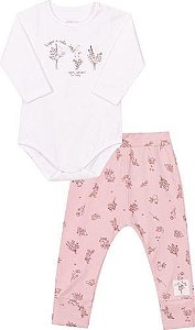 Conjunto Em Cotton Body E Calça Nini E Bambini Bebê Menina