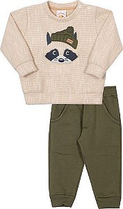 Conjunto Casaco Em Tricot E Calça Em Moletom Nini E Bambini