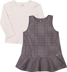 Conjunto Blusa Em Cotton E Salopete Em Jacquard Alfaiataria Nini E Bambini