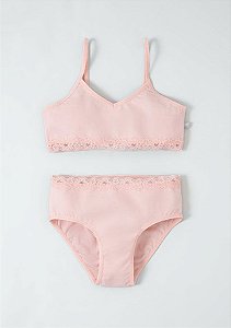 Conjunto Infantil Menina Top E Calcinha Com Detalhe Em Renda Hering Kids