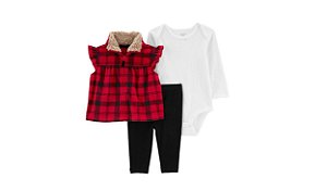 Conjunto De Colete De Lã Xadrez De 3 Peças Para Bebê Carters