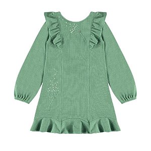 Vestido Manda Longa em Jacquard na cor Verde | Kiki Xodó - Dudaland Store