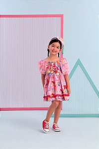 Vestido Com Tule Manga Bufante Monrraial 204 Mon Sucre