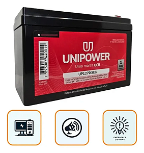 BATERIA SELADA NOBREAK 12V 7A UP1270SEG UNIPOWER