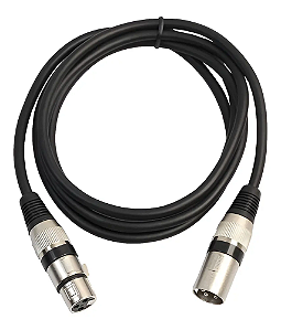 Cabo de Microfone XLR Canon Macho XLR Canon Femea 1m Preto  KATO