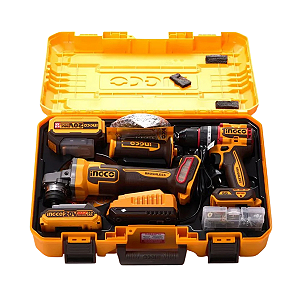 Kit Esmerilhadeira e Parafusadeira à Bateria com 2 baterias 20V 4.0Ah Ingco