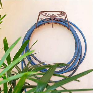 Suporte Mangueira Jardim Libélula 20x30cm Marrom | Ferro Aço