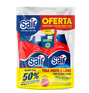 Kit Tira Mofo  e Limo c/Gatilho 500ml +Sachê 500l Saif
