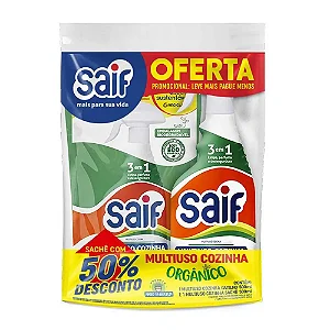 Kit Multiuso Orgânico Cozinha Gatilho 500ml+Sachê 500ml Saif