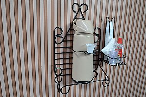 suporte para garrafa café com porta copos