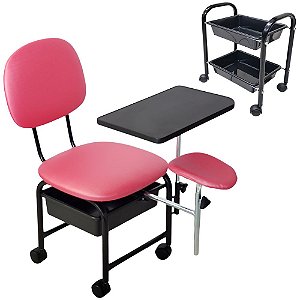 Kit Manicure Cadeira Cirandinha + Carrinho Auxiliar Plus Pink
