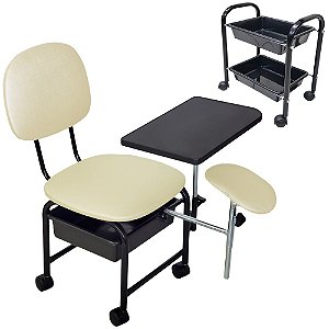 Kit Manicure Cadeira Cirandinha + Carrinho Auxiliar Plus Pérola