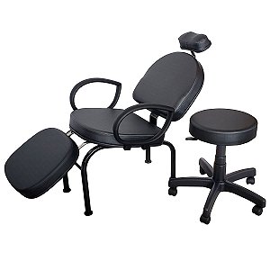 Cadeira Conforty + Mocho Maquiagem Cílios Sobrancelha Preto