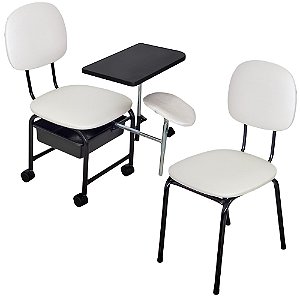 Kit Manicure Cadeira de Cliente + Cadeira Cirandinha com Gaveta Apoio e Rodinhas For-ty