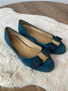 Sapatilha Salvatore Ferragamo Camurça Verde 34 Br