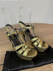 Sandália Yves St Laurent 33Br Pyrhon dourada