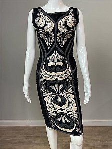 Vestido Hervé Leger estampado preto