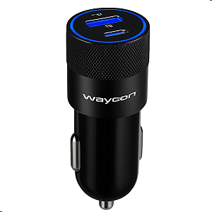 MB 029 Carregador veicular 3a usb + tipo c WAYCON