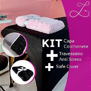 Kit Capa Com Colchonete Embutido da Lylas + Travesseiro Anti Stress e Safe Cover