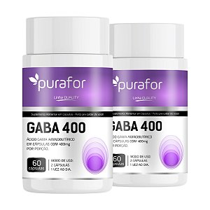 Kit 2 GABA 400mg - Ácido Gama Aminobutírico 60 cápsulas Purafor