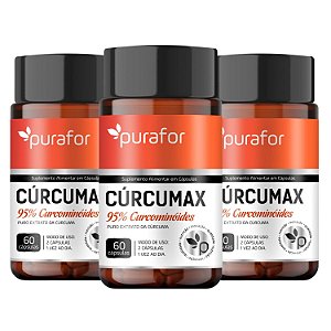 3x Curcumax 95% Curcominoides Curcuma Pura 60 Capsulas Purafor