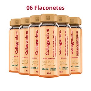6x Collagynderm Verisol Líquido Flaconete 15ml | Colágeno Verisol® + Ácido Hialurônico + Biotina + Vitamina C
