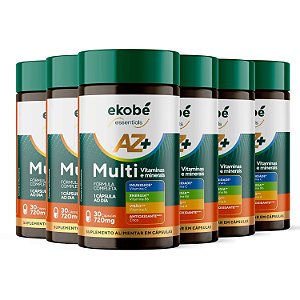 Kit 6x AZ+ Multi Vitaminas e Minerais Ekobé 30 Cápsulas Multivitamínico Adulto